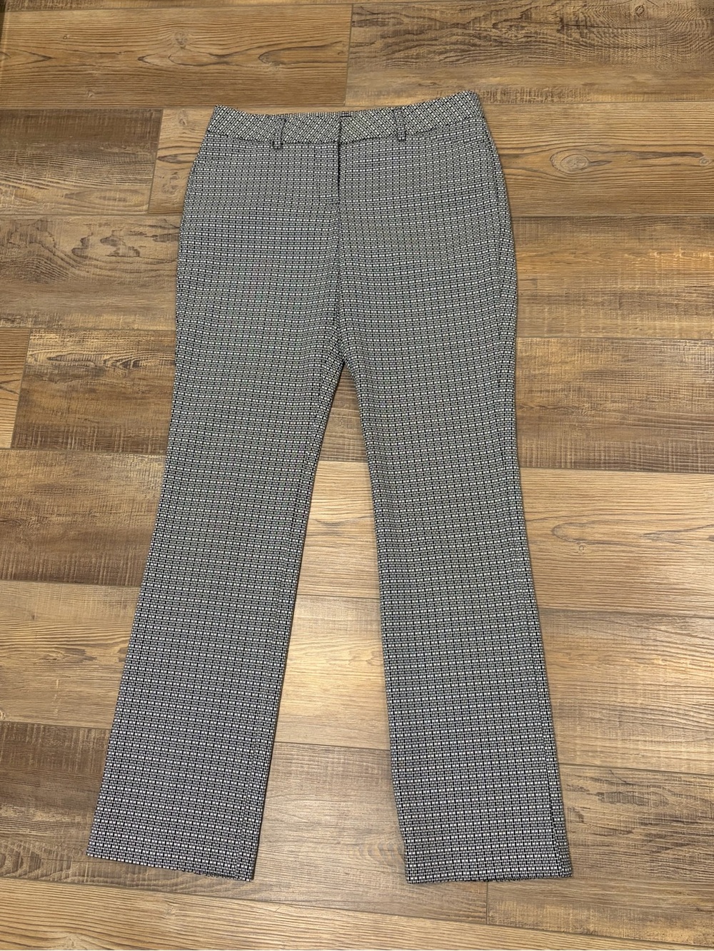 Express black and white textured Micro-Pattern Straight Leg Trousers